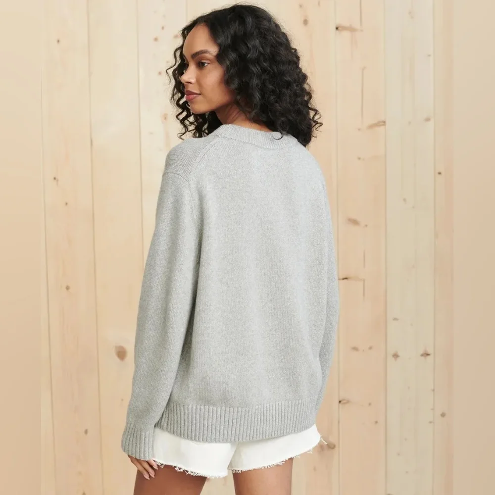 NWT Jenni Kayne Oversized Crewneck Cashmere Cotton Blend Sweater Gray XXS-XS - Picture 8 of 8